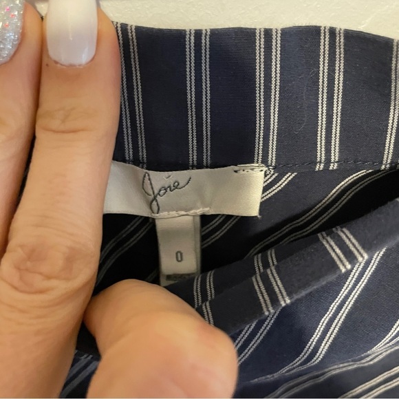 Joie Yenene Striped Asymmetrical Hem Midi Skirt Navy Size 0 - Picture 6 of 6